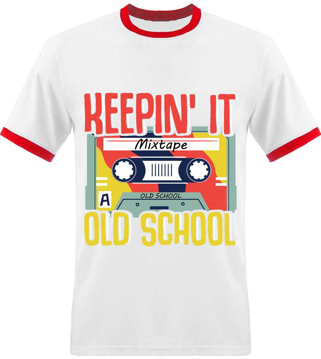 T-shirt Homme Keeping It Old School - White / Red - Face white-red_face