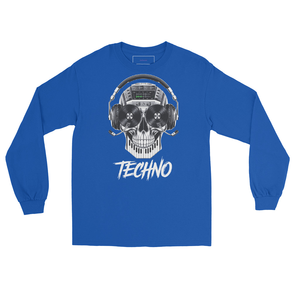 mens-long-sleeve-shirt-royal-front-6846d30b92593.jpg T-shirt Manches Longues Hommes Techno - Image 1