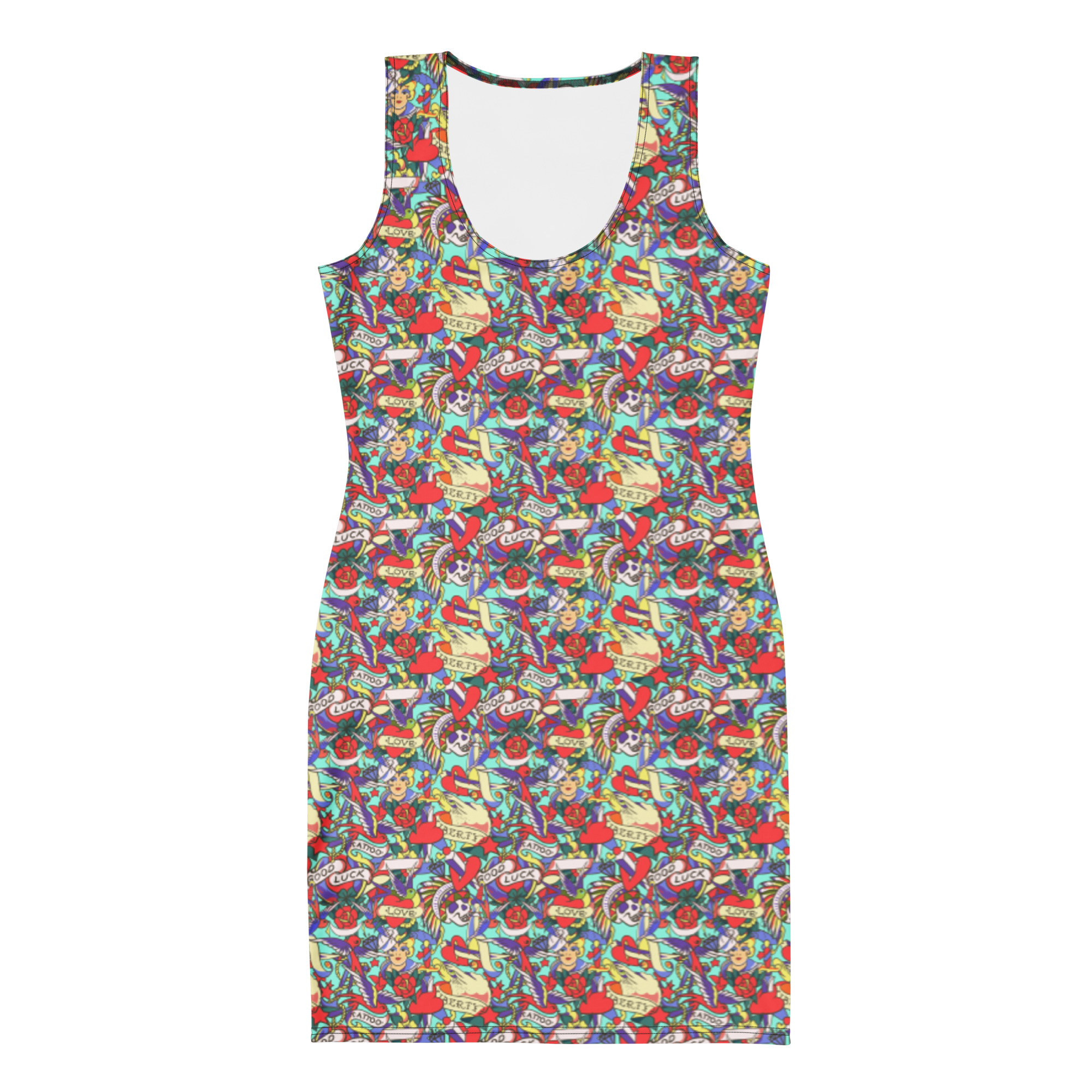 all-over-print-bodycon-dress-white-front-68829ed45a142.jpg Robe moulante - Image 1