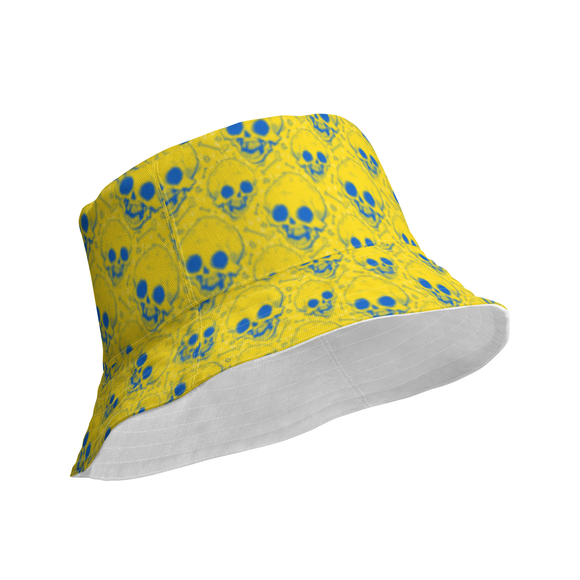 all-over-print-reversible-bucket-hat-white-product-details-outside-68838a98701b5.jpg Bob réversible 6clonik Skullhead - Image 1