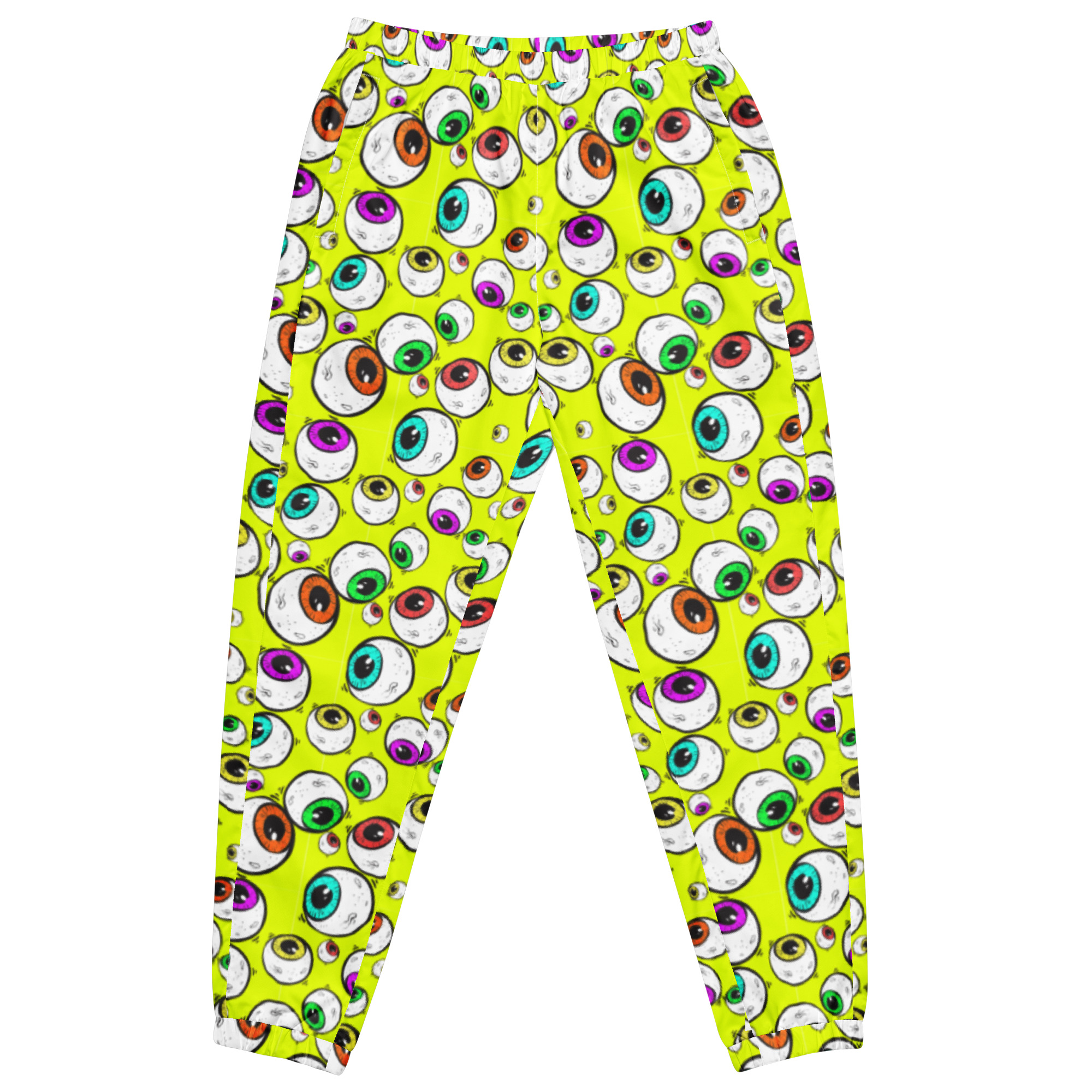all-over-print-unisex-track-pants-white-front-68829e48e7dcc.jpg Pantalon de survĂȘtement unisexe Medeyes - Image 1