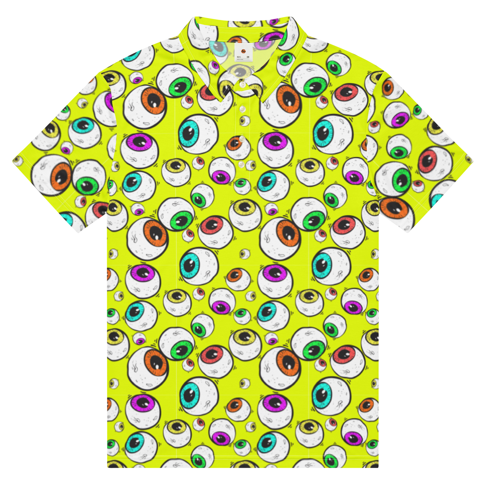 mens-all-over-print-slim-fit-polo-shirt-white-front-688293d6e1eae.jpg Polo Homme Slim Fit MedEyes - Image 1