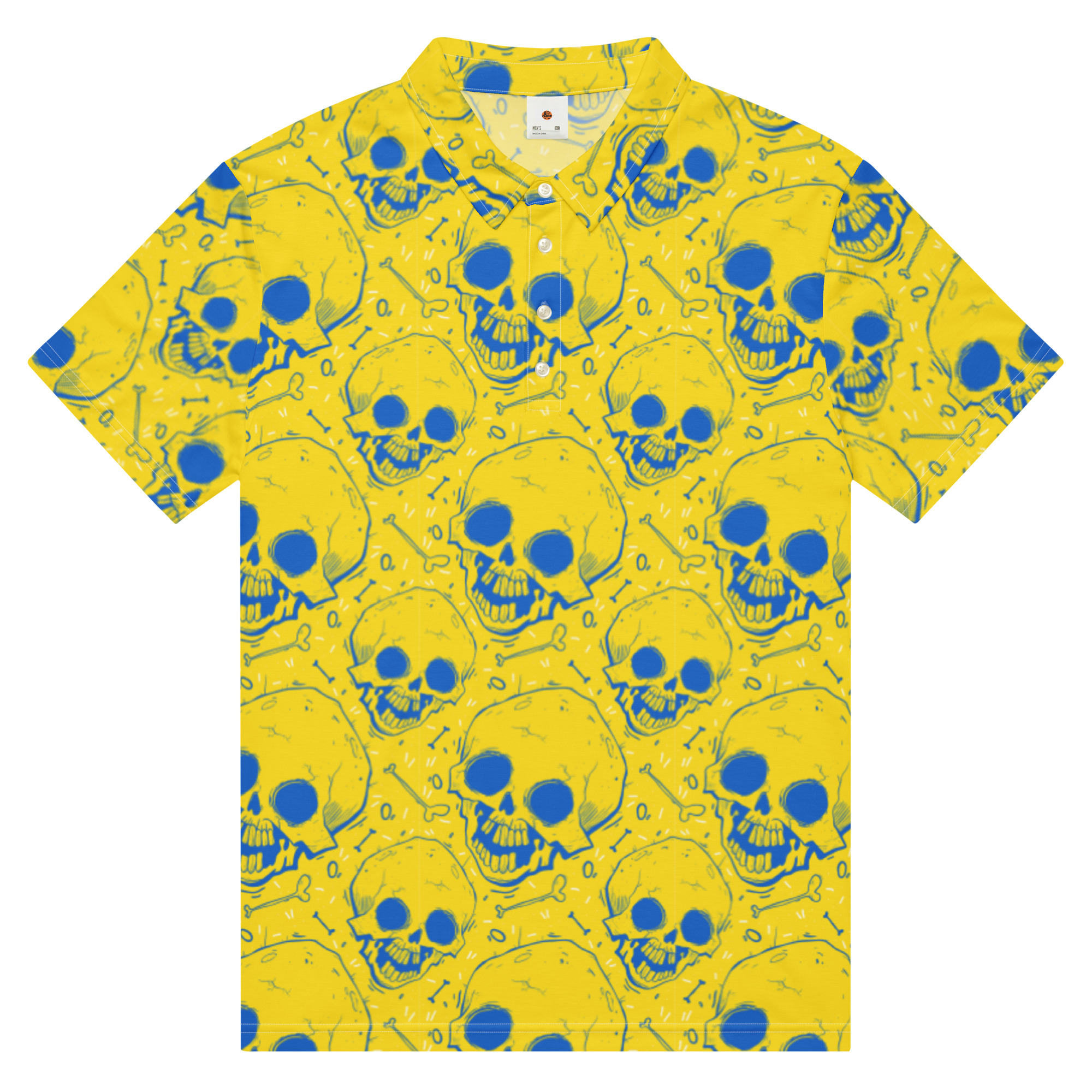 mens-all-over-print-slim-fit-polo-shirt-white-front-6882980b63a5b-1.jpg Polo Homme Slim Fit Skullhead - Image 1