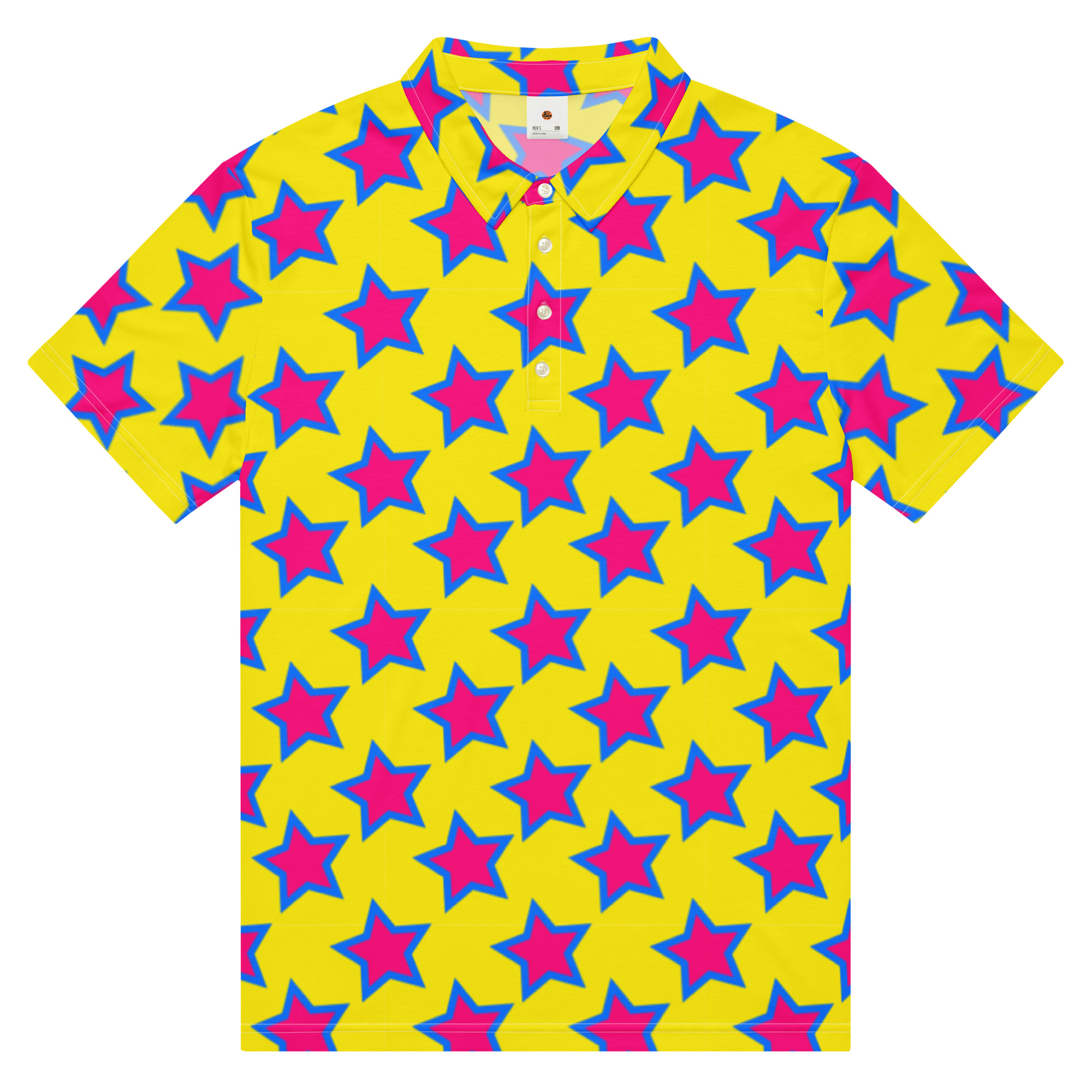 mens-all-over-print-slim-fit-polo-shirt-white-front-6882991617858.jpg Polo Homme Slim Fit Redstar - Image 1