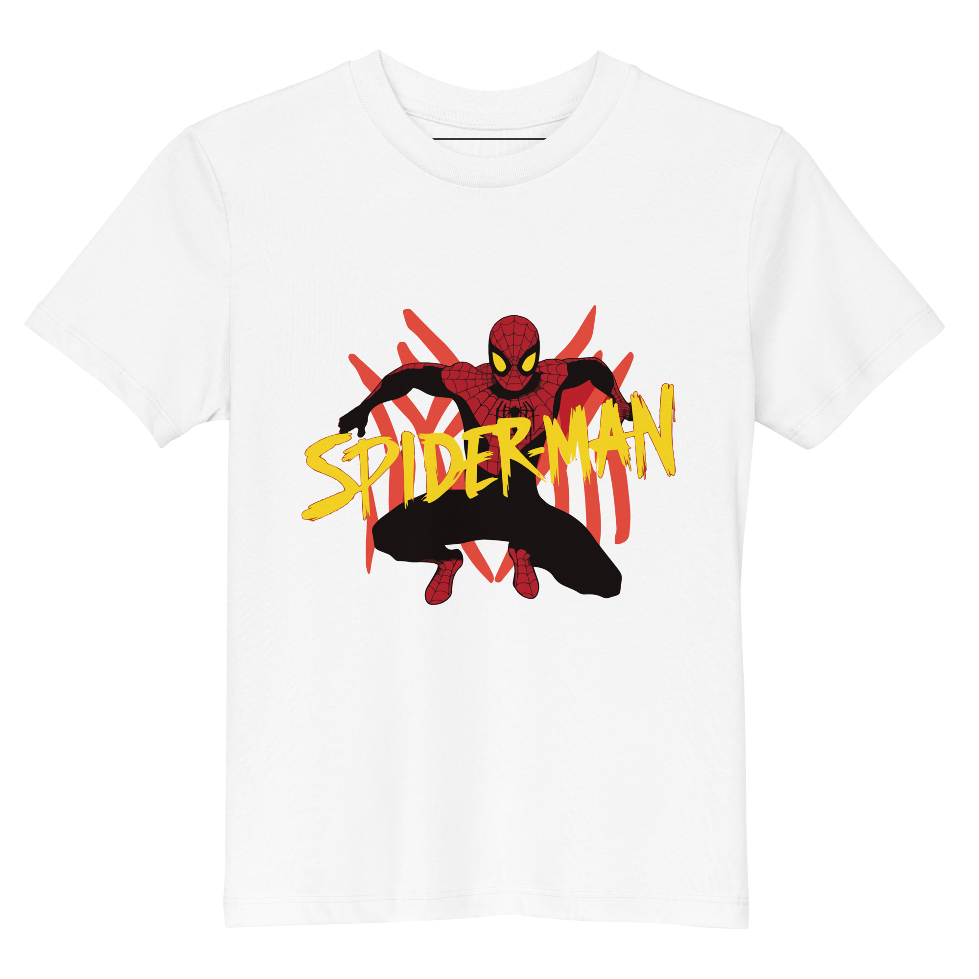 organic-cotton-kids-t-shirt-white-front-687ac2c5dab73.jpg T-shirt en coton bio enfant Spiderman Yelcap - Image 1