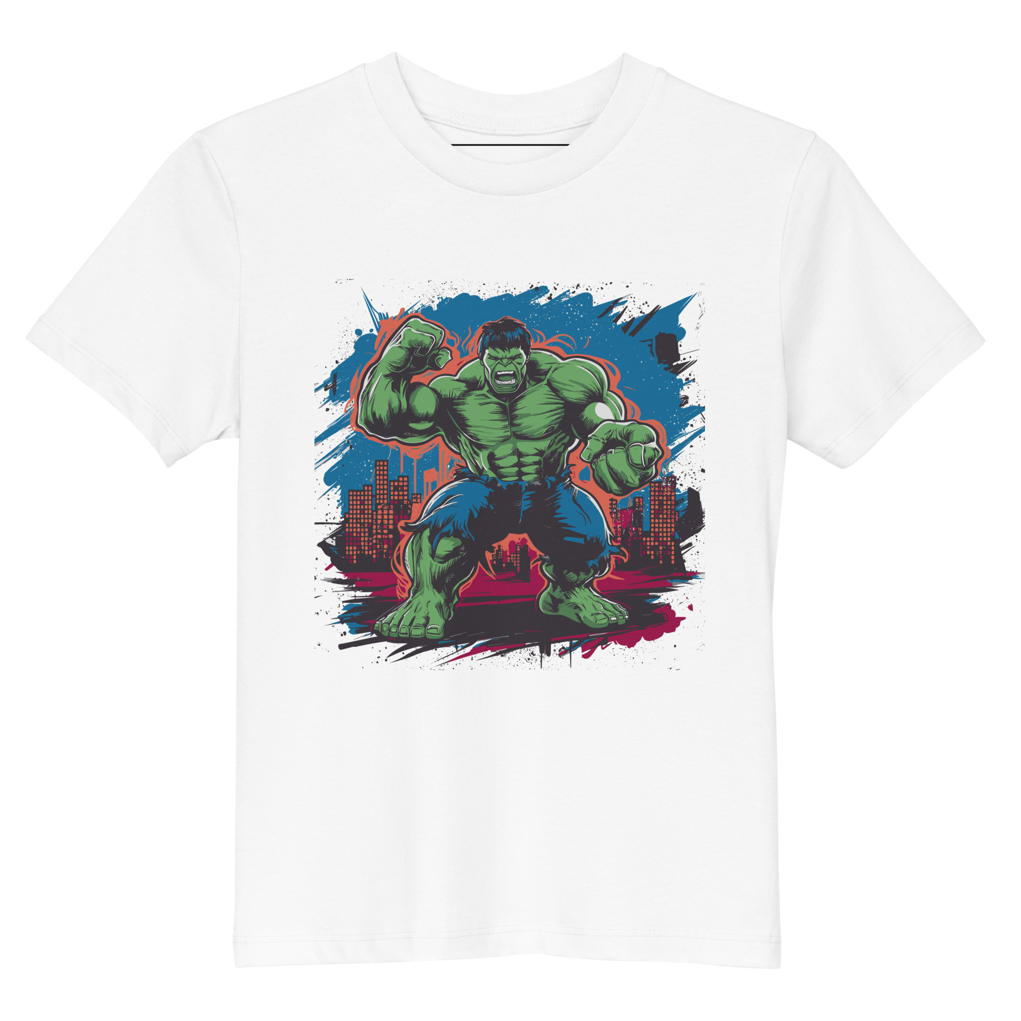 organic-cotton-kids-t-shirt-white-front-687c24c3e743f.jpg T-shirt Hulk en coton bio enfant Blueback - Image 1