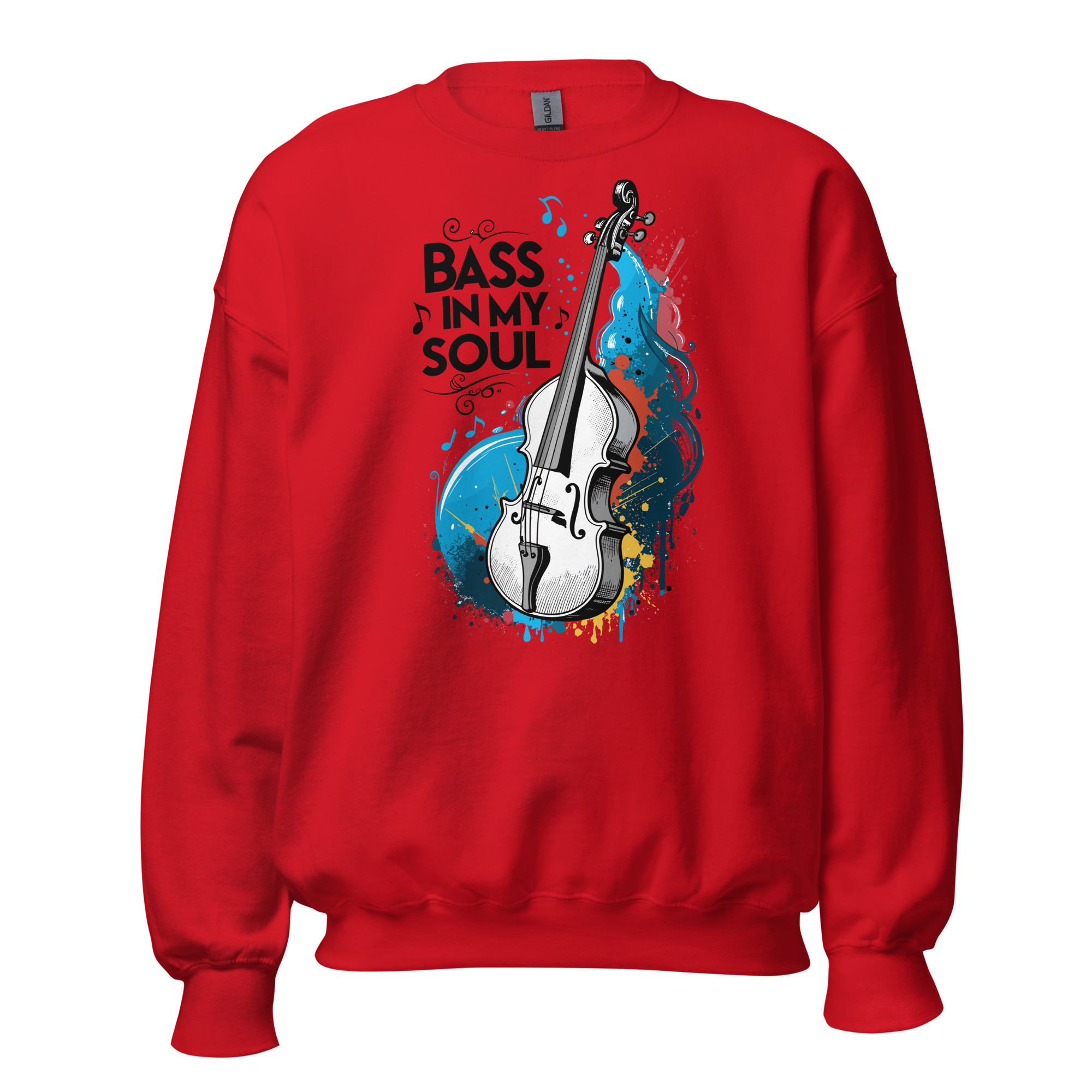 unisex-crew-neck-sweatshirt-red-front-6885fb35a2800.jpg Sweatshirt 6clonik Bass In My Soul - Image 1