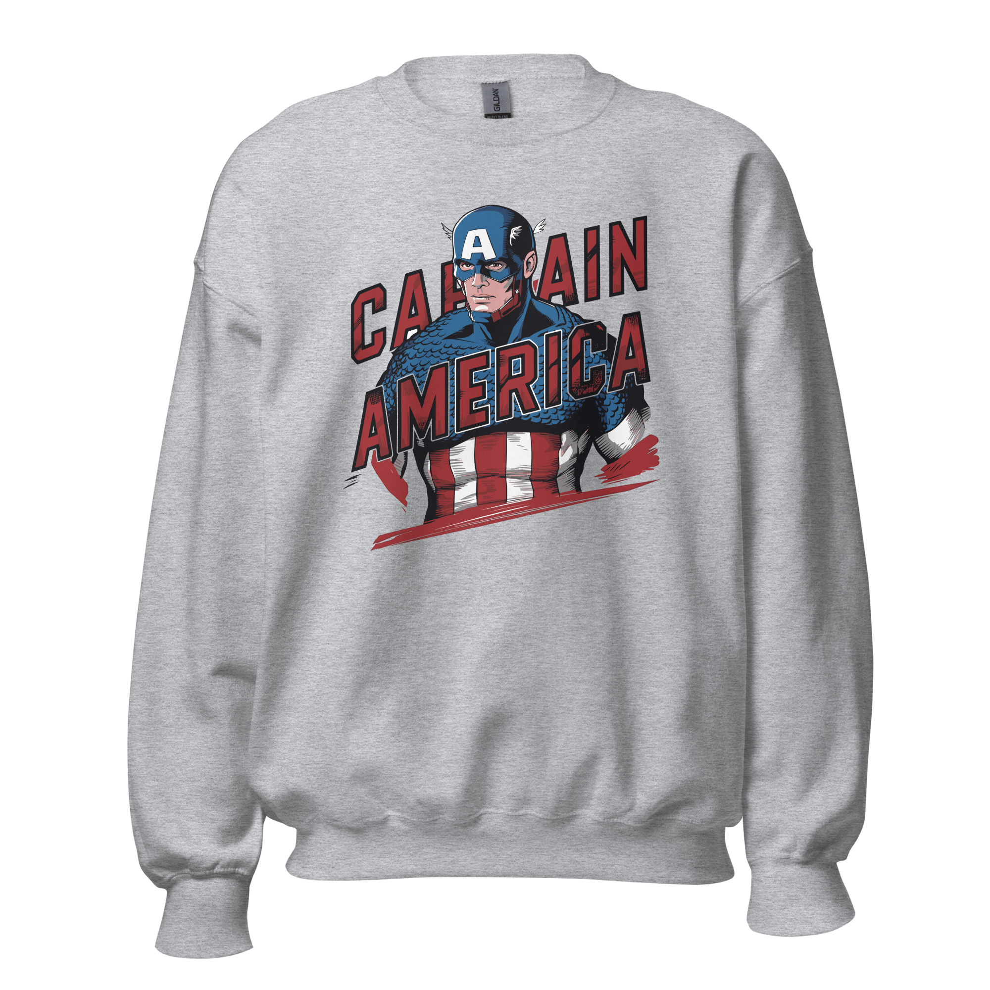unisex-crew-neck-sweatshirt-sport-grey-front-688374f740fc8.jpg Sweatshirt Unisexe Captain America HalfBC - Image 1