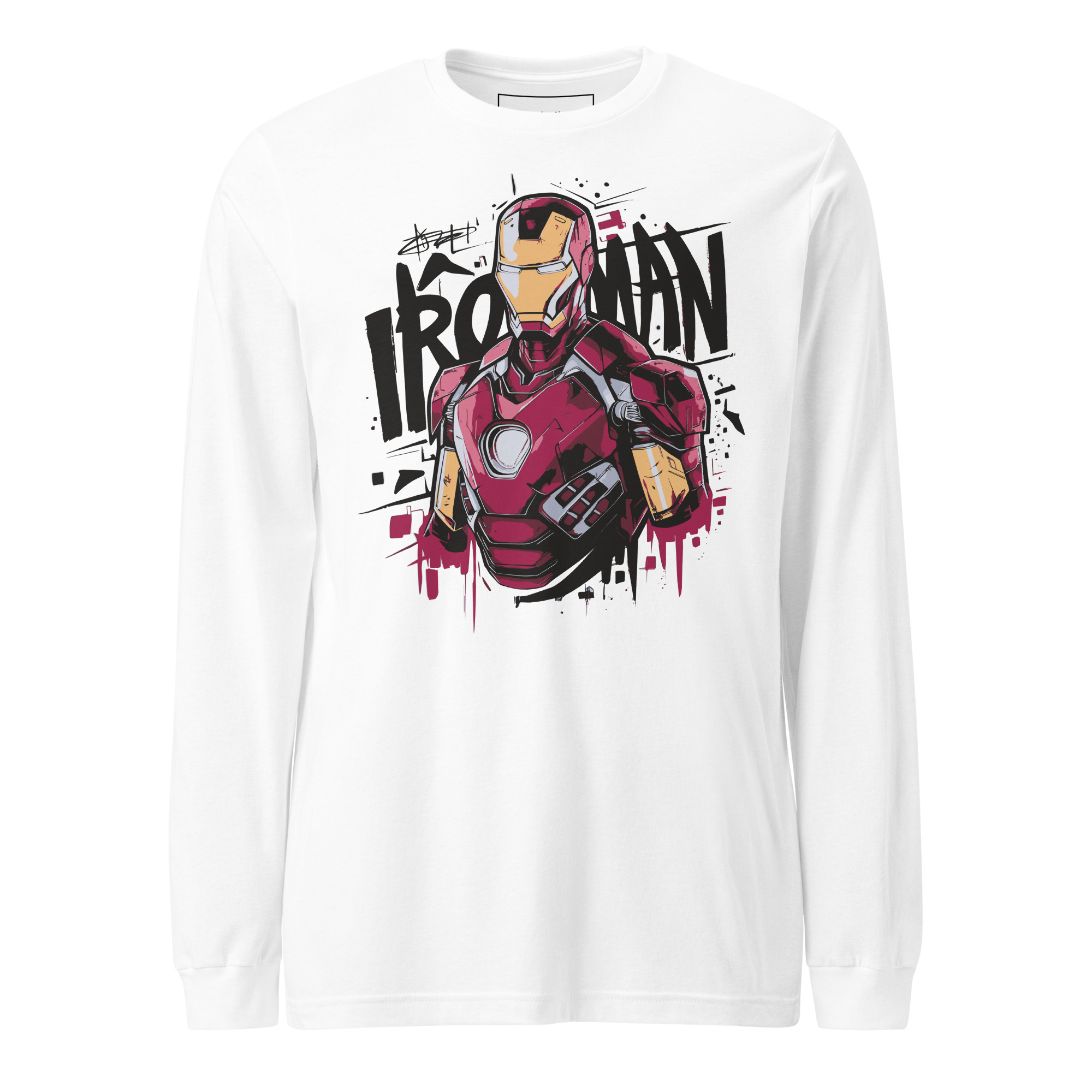 unisex-long-sleeve-tee-white-front-687cd95c0acc6.jpg T-shirt 6clonik Manches Longues Iron Man Profil Bigcap - Image 1