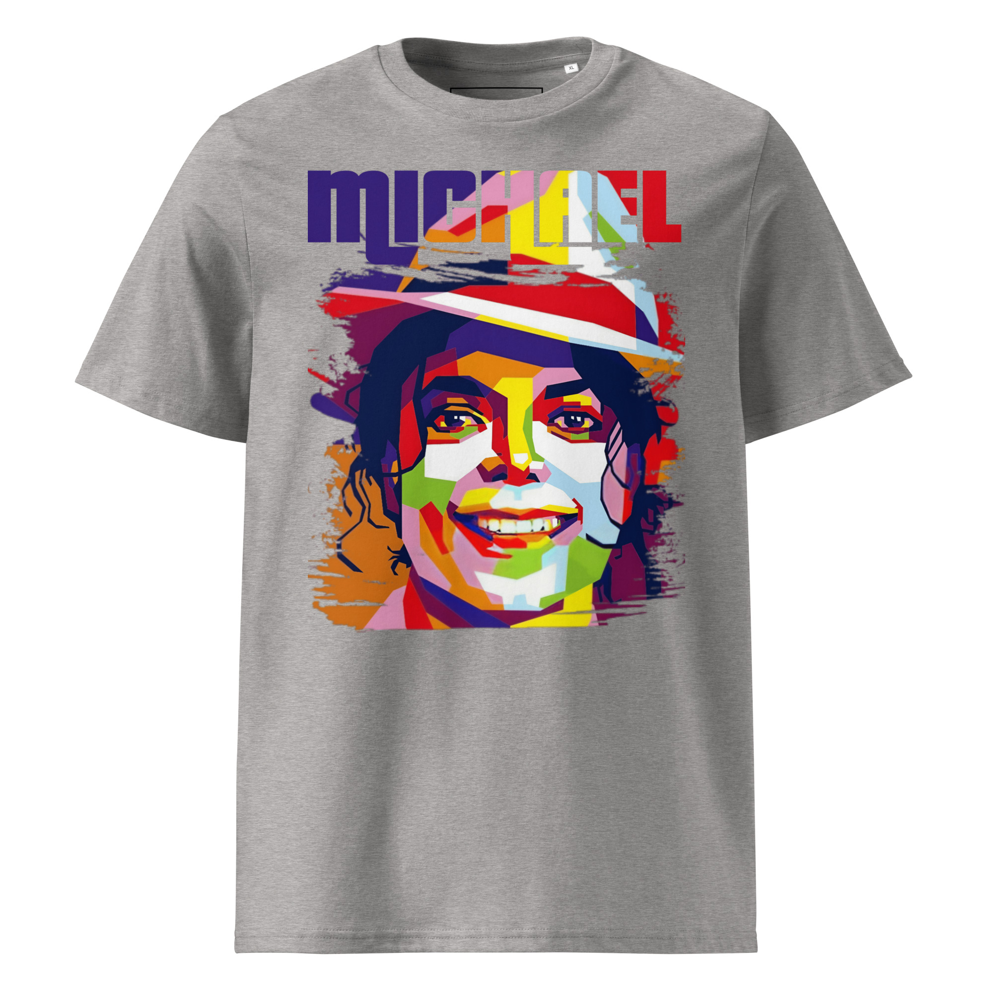 unisex-organic-cotton-t-shirt-heather-grey-front-68796bbc813b2.jpg T-shirt Michael Jackson 100% organic cotton - Image 1