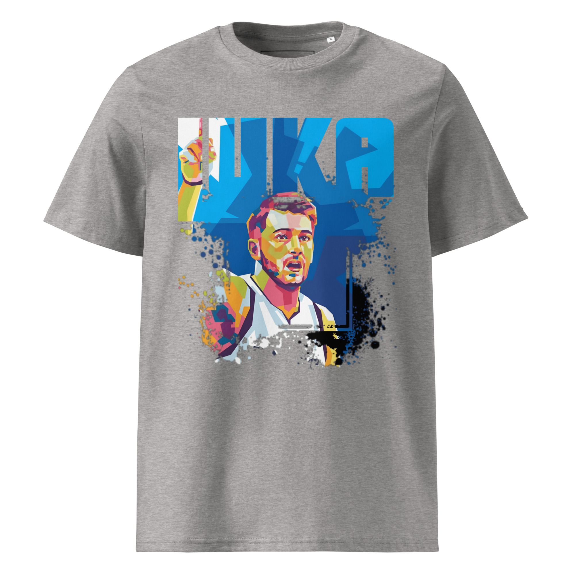 unisex-organic-cotton-t-shirt-heather-grey-front-687a1fc5344b9.jpg T-shirt Luka Doncic 100% organic cotton - Image 1