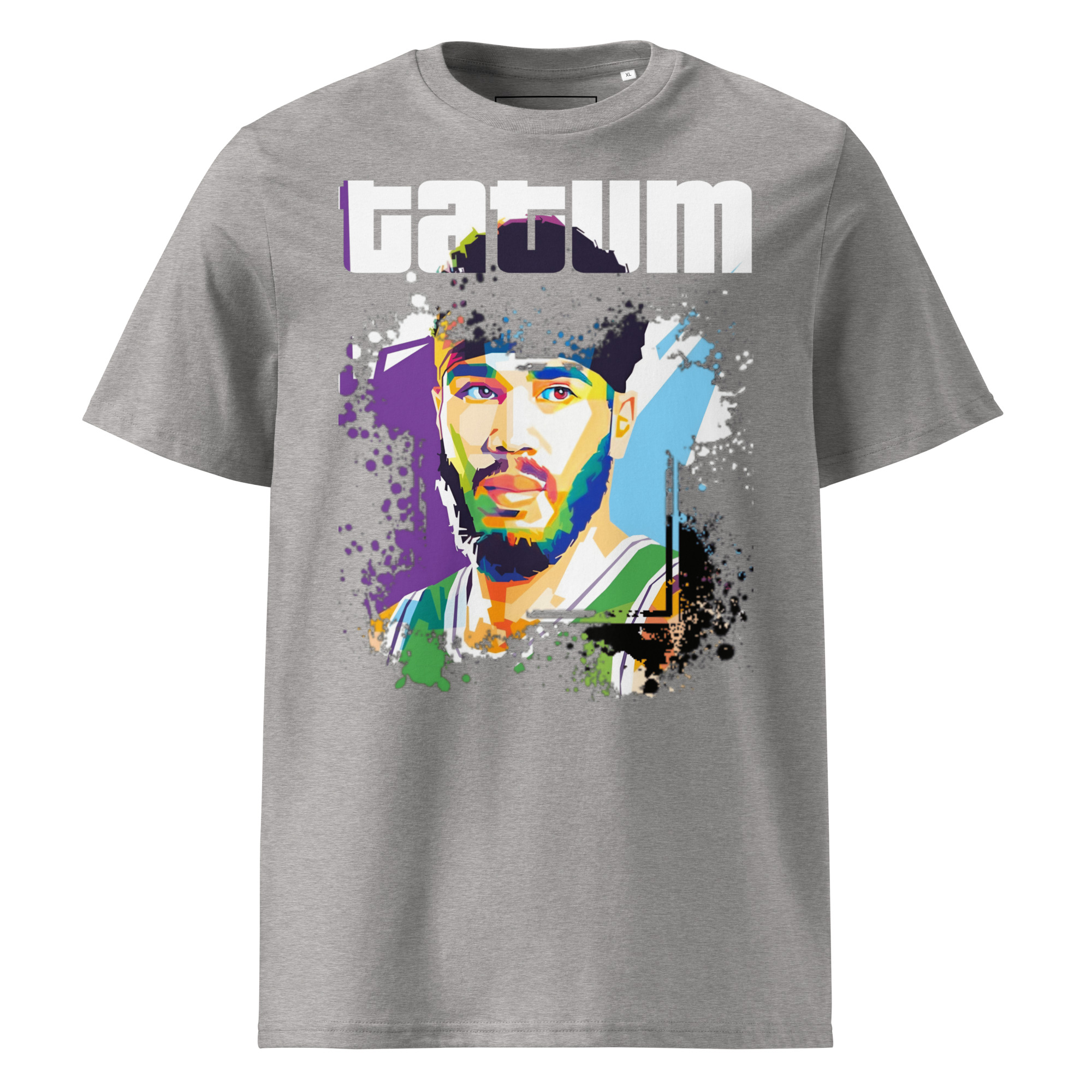 unisex-organic-cotton-t-shirt-heather-grey-front-687b78f096b38.jpg T-shirt Jayson Tatum 100% organic cotton - Image 1