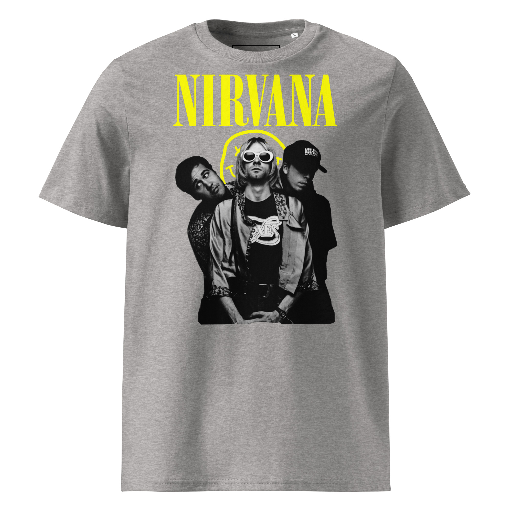 unisex-organic-cotton-t-shirt-heather-grey-front-688545b9af73b.jpg T-shirt 6clonik Nirvana 100% coton bio - Image 1
