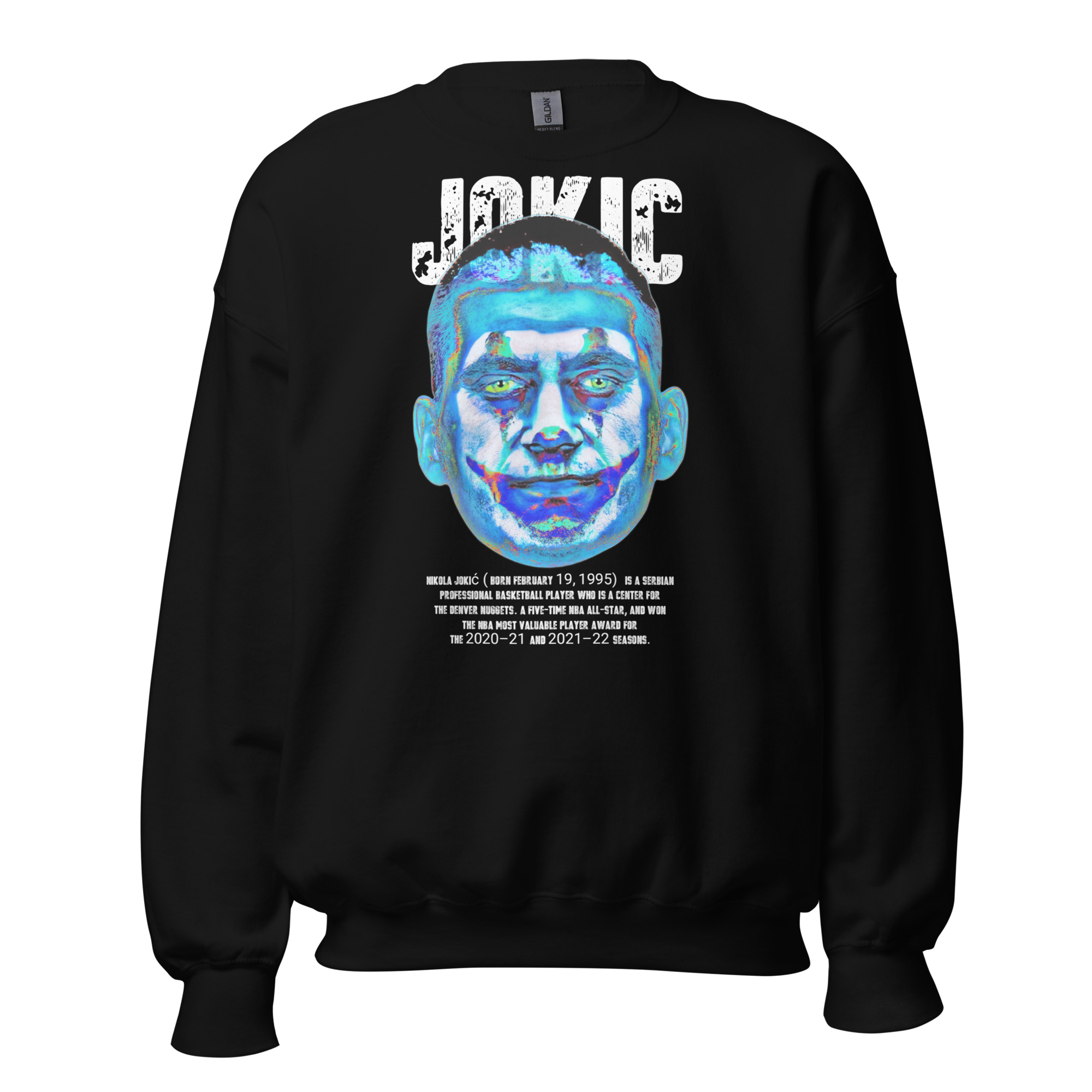 unisex-crew-neck-sweatshirt-black-front-6998db76b2634.jpg Sweatshirt 6clonik Dark Circus Nikola Jokic - Image 1