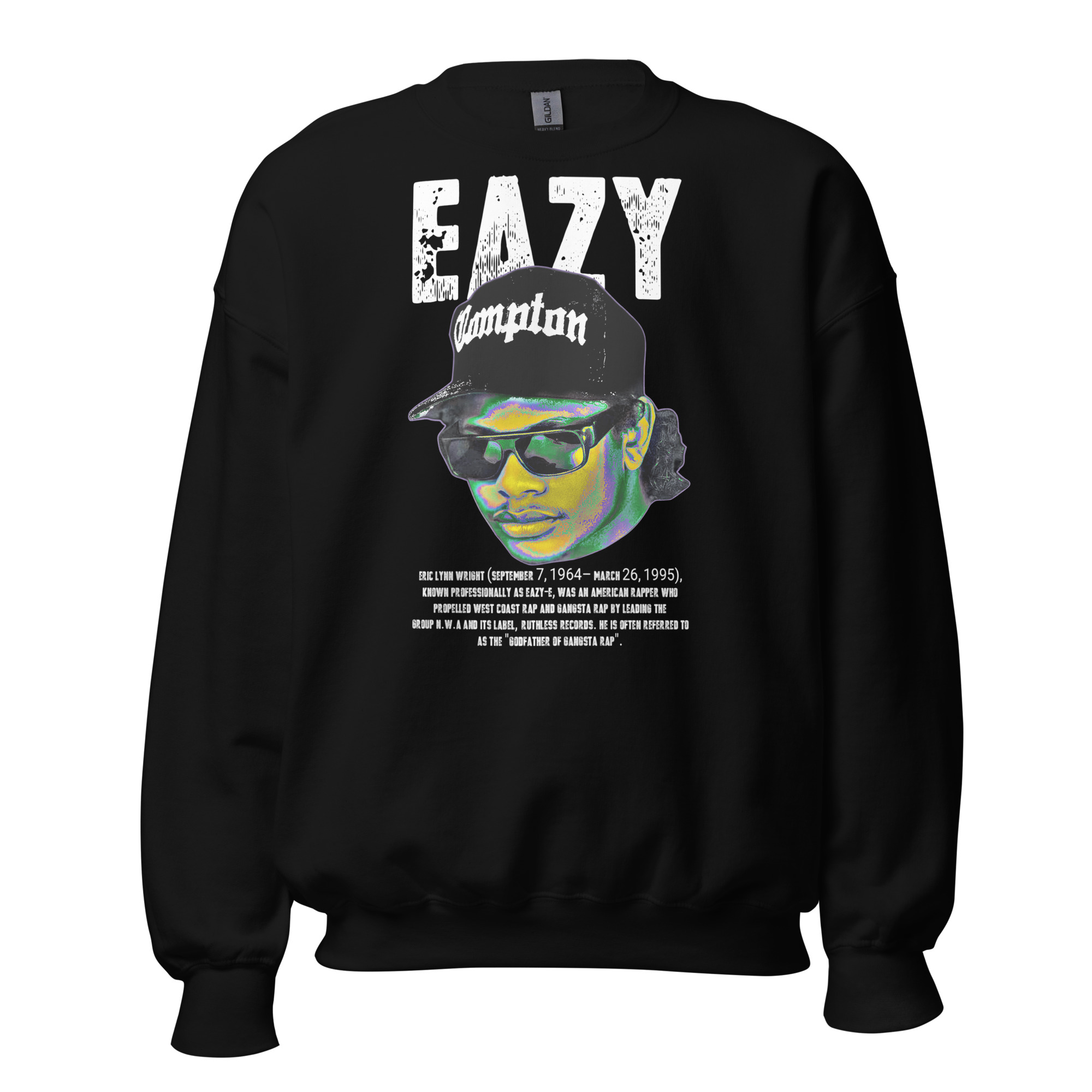 unisex-crew-neck-sweatshirt-black-front-699a4b13a1cec.jpg Sweatshirt 6clonik Dark Circus Eazy-E - Image 1