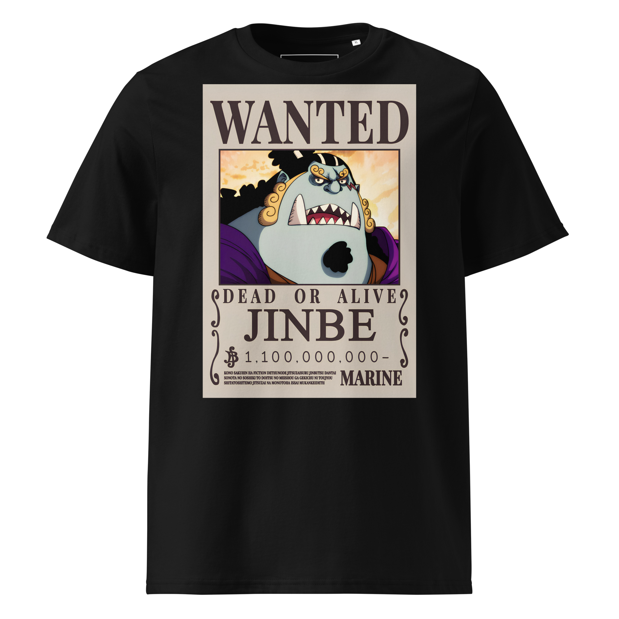 unisex-organic-cotton-t-shirt-black-front-69ab48950732a.png T-shirt 6clonik One Piece Jinbe Wanted 100% organic coton - Image 1