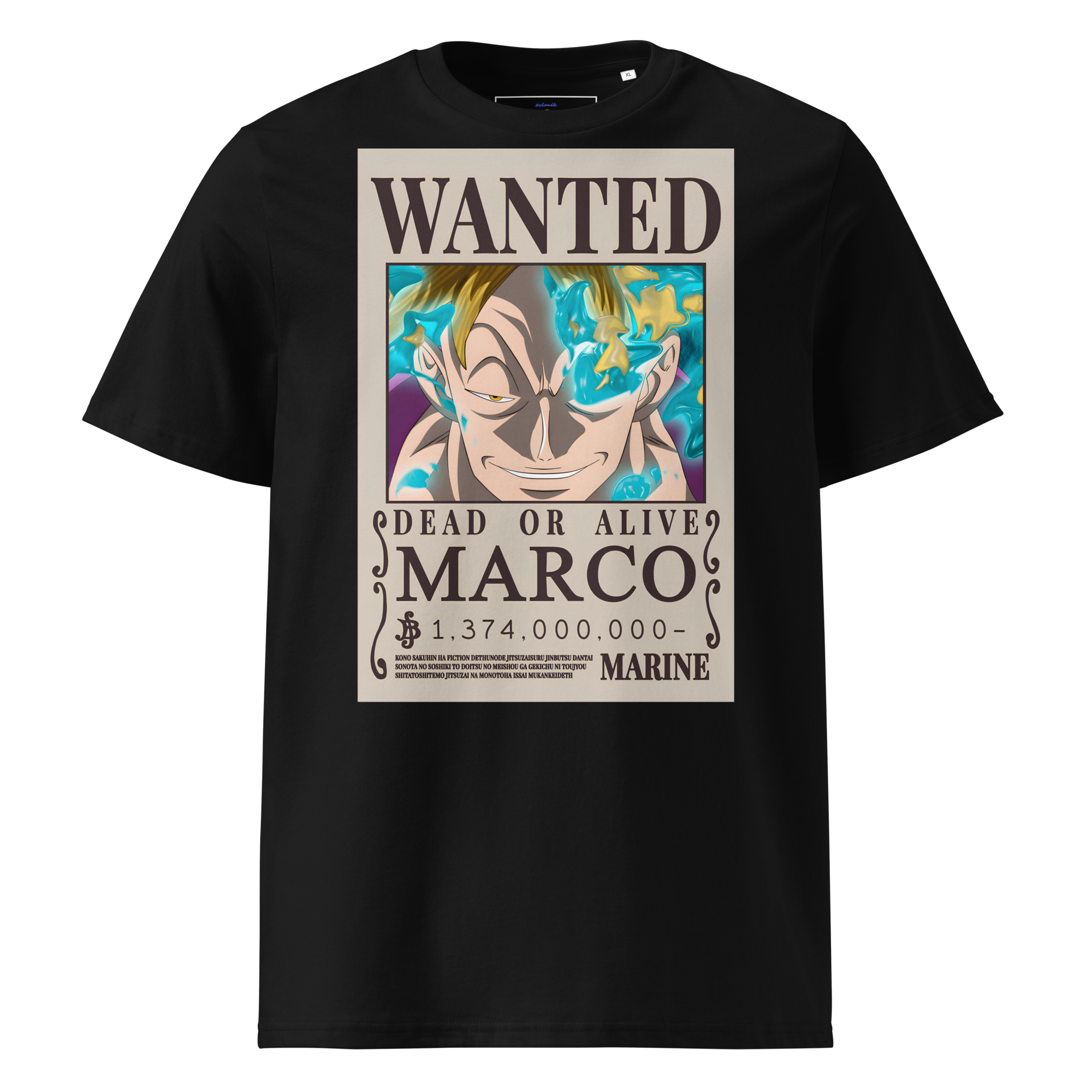 unisex-organic-cotton-t-shirt-black-front-69ab4add866e7.png T-shirt 6clonik One Piece Marco Wanted 100% organic coton - Image 1
