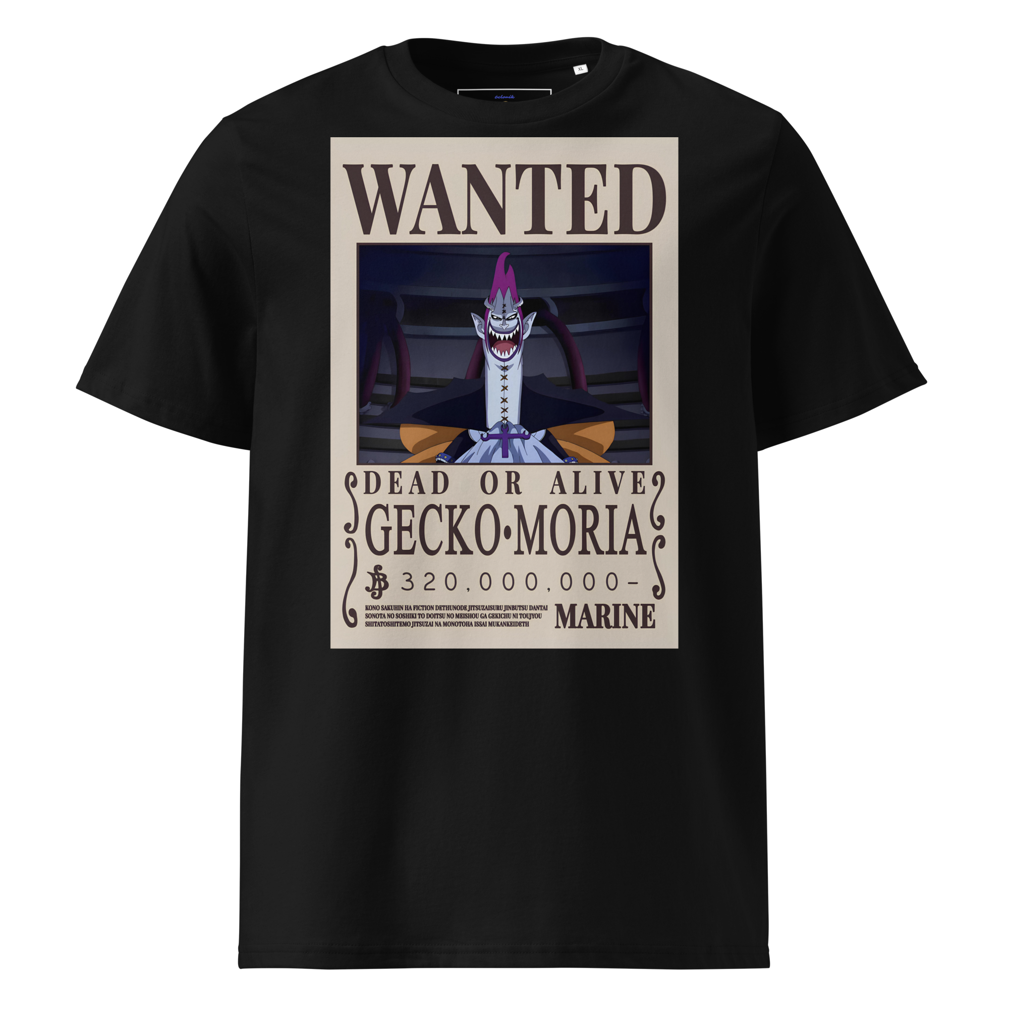 unisex-organic-cotton-t-shirt-black-front-69ab4c2800966.png T-shirt 6clonik One Piece Gecko Moria Wanted 100% organic coton - Image 1