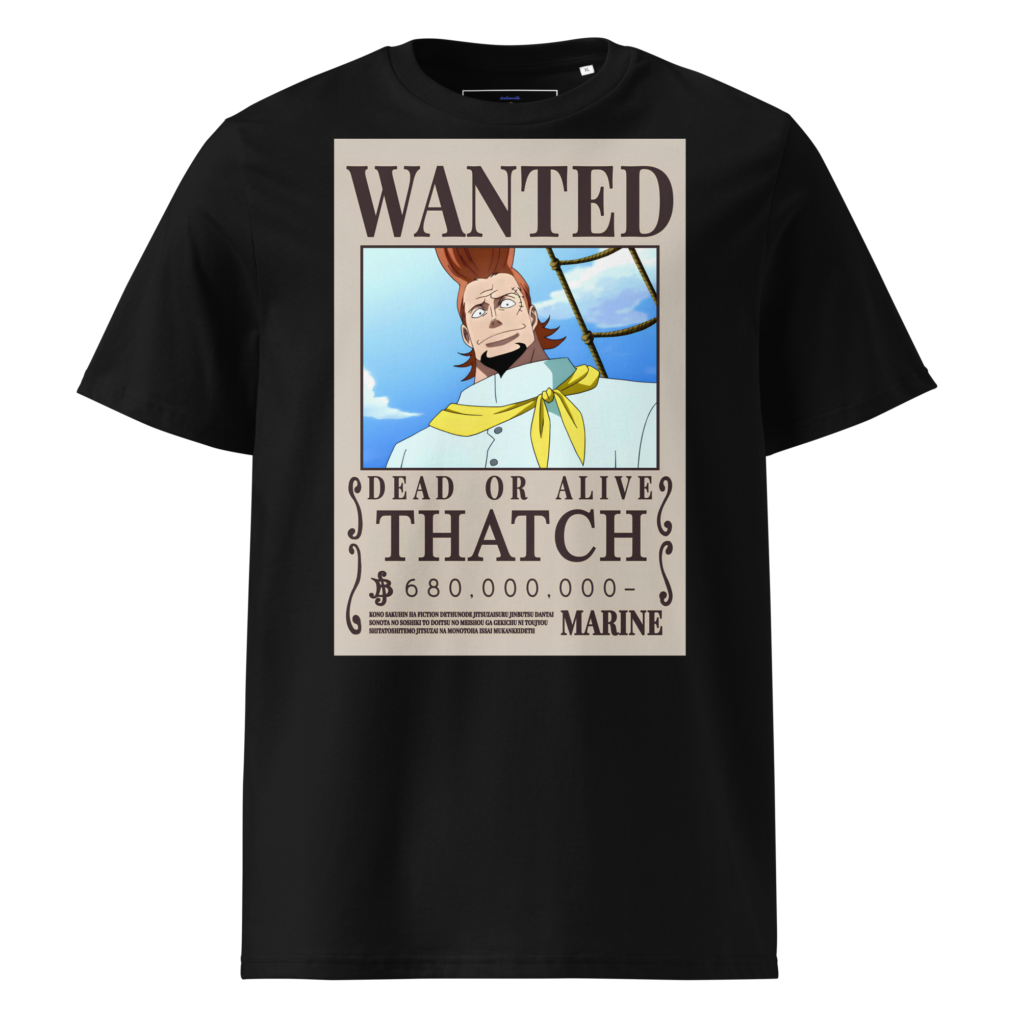 unisex-organic-cotton-t-shirt-black-front-69ab4df398026.png T-shirt 6clonik One Piece Tchatch Wanted 100% organic coton - Image 1